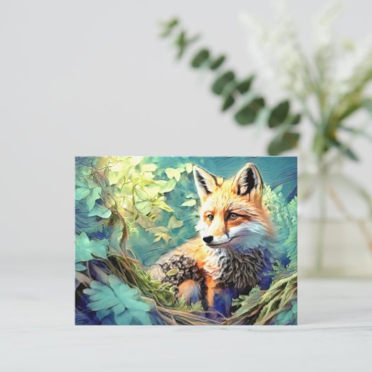 Wild Forest Red Fox - EIGEN KUNSTWERK - Briefkaart (Staand voorkant)