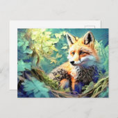 Wild Forest Red Fox - EIGEN KUNSTWERK - Briefkaart (Voorkant / Achterkant)