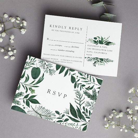 Wild Forest RSVP-Briefkaart met keuze uit maaltijd Uitnodiging Briefkaart