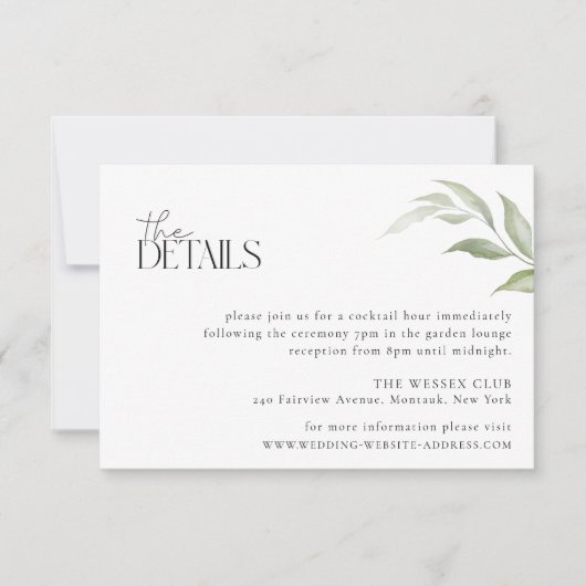 Wild Forest Wedding Details Kaart (Voorkant)