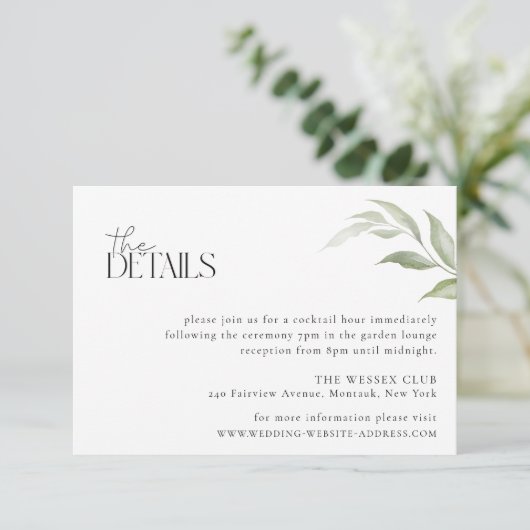 Wild Forest Wedding Details Kaart (Staand voorkant)