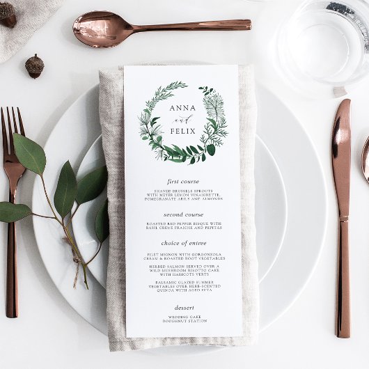 Wild Forest Wedding Menu Kaart