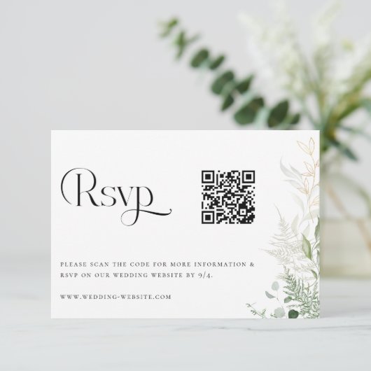 Wild Forest Wedding QR Code RSVP Card (Staand voorkant)