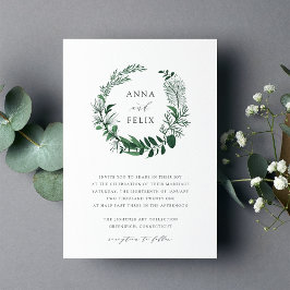 Wild Forest Wreath Wedding Invitation Kaart