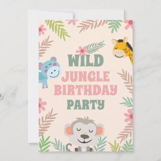 Wild Four Safari Pastel Viering Kaart (Achterkant)