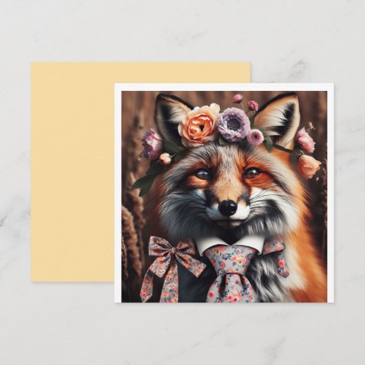 Wild fox wearing a tie cute  kaart (Voorkant / Achterkant)