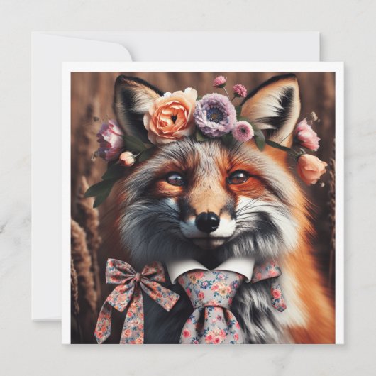 Wild fox wearing a tie cute  kaart (Voorkant)