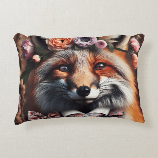 Wild fox wearing a tie cute pillow accent kussen (Voorkant)