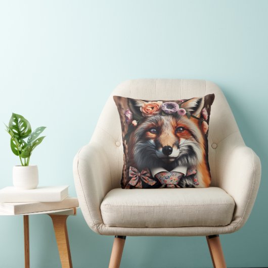 Wild fox wearing a tie cute pillow kussen (Stoel)