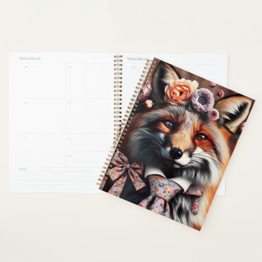 Wild fox wearing a tie cute  planner (Display)