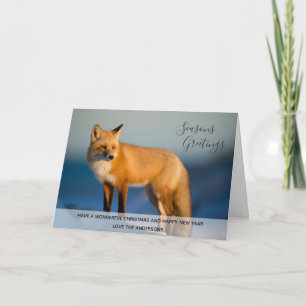 Wild FOX Winter Sneeuw Xmas Foto gepersonaliseerd Feestdagen Kaart