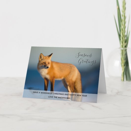 Wild FOX Winter Sneeuw Xmas Foto gepersonaliseerd Feestdagen Kaart (Voorkant)