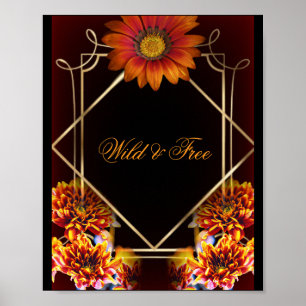 Wild & Free Boho Bloem Poster