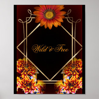 Wild & Free Boho Bloem Poster