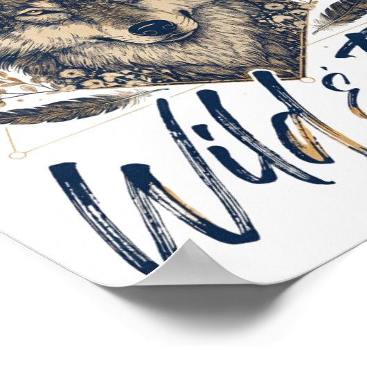 Wild & Free" Boho Wolf Poster (Hoek)