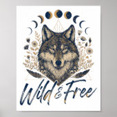 Wild & Free" Boho Wolf Poster (Voorkant)