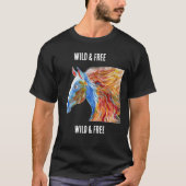 Wild & Free colorful horse T-Shirt (Voorkant)