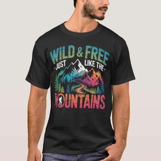 Wild Free Mountains avontuur T-shirt (Voorkant)