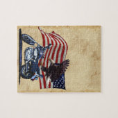Wild & Free - Patriottic Eagle, Motorbike & US Fla Legpuzzel (Horizontaal)