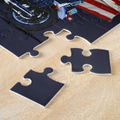 Wild & Free - Patriottic Eagle, Motorbike & US Fla Legpuzzel (Zijkant)