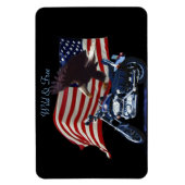 Wild & Free - Patriottic Eagle, Motorbike & US Fla Magneet (Verticaal)