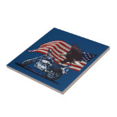 Wild & Free - Patriottic Eagle, Motorbike & US Fla Tegeltje (Zijkant)