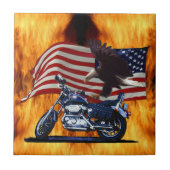 Wild & Free - Patriottic Eagle, Motorbike & US Fla Tegeltje (Voorkant)