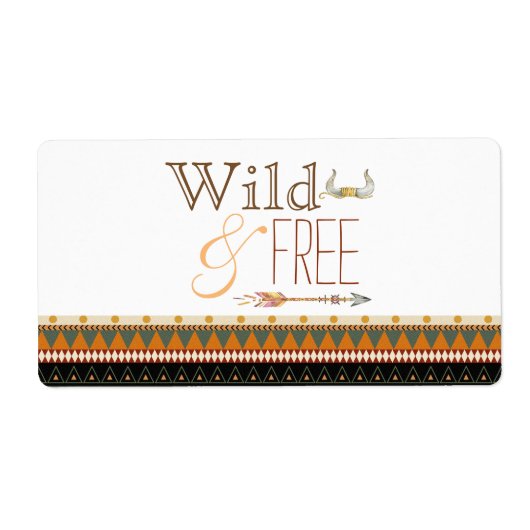 Wild Free Tribal Baby shower Waterflesetiketten Etiket (Voorkant)