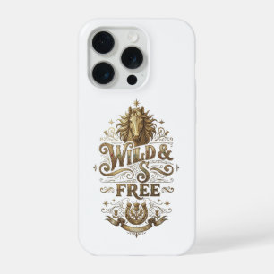 Wild & Free Vintage Paard Western Retro iPhone Hoe 15 Pro Case