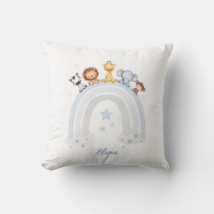 Wild Friends on a Rainbow Ride: Waterverf Dier Kussen