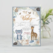 Wild Funny Safari Animals Boy Baby shower Kaart (Staand voorkant)