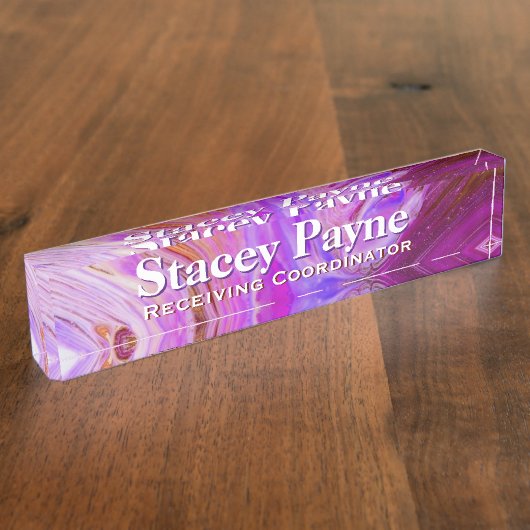 Wild Fuscia Acrylic Flow Kunstbureau Naambordje (Zijkant)