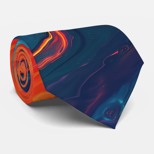 Wild Galaxy Paint Stropdas in rood en blauw (Opgerold)