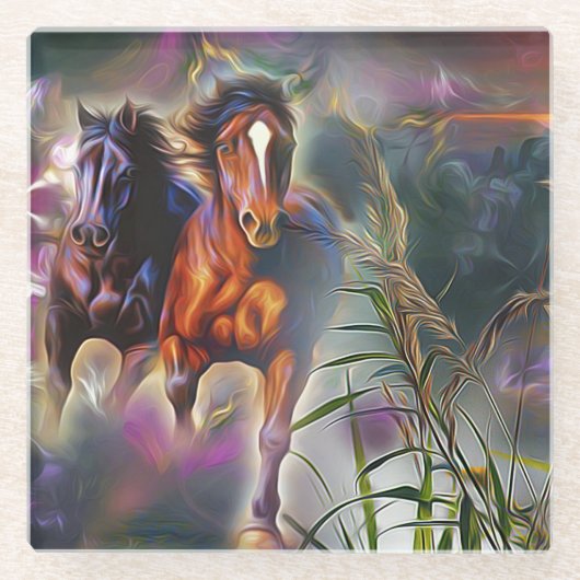 Wild gallop glazen onderzetter (Voorkant)