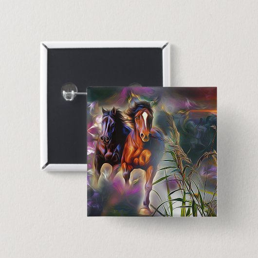 Wild gallop vierkante button 5,1 cm (Voorkant /achterkant)