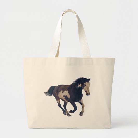 Wild Galloping Pinto American Paint Horse Grote Tote Bag (Voorkant)