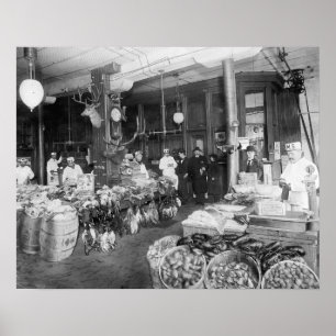 Wild Game & Seafood Market, 1895. Vintage Photo Poster