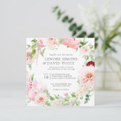 Wild Garden | Alles in één roze botanische bruilof Kaart (Staand voorkant)