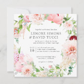 Wild Garden | Alles in één roze botanische bruilof Kaart (Voorkant)