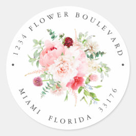 Wild Garden Bouquet Botanical Retouradres Ronde Sticker