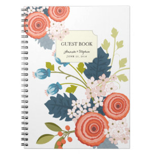 Wild Garden Floral Wedding Guest Book Notebook Notitieboek