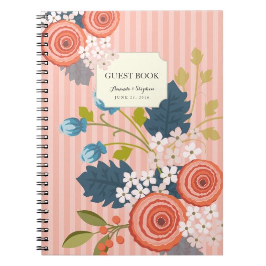 Wild Garden Floral Wedding Guest Book Notebook Notitieboek (Voorkant)