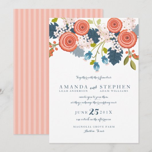 Wild Garden Floral Wedding Invitation Kaart (Voorkant / Achterkant)