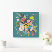 Wild Garden Flowers Vierkante Klok (Huis)