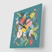 Wild Garden Flowers Vierkante Klok (Hoek)