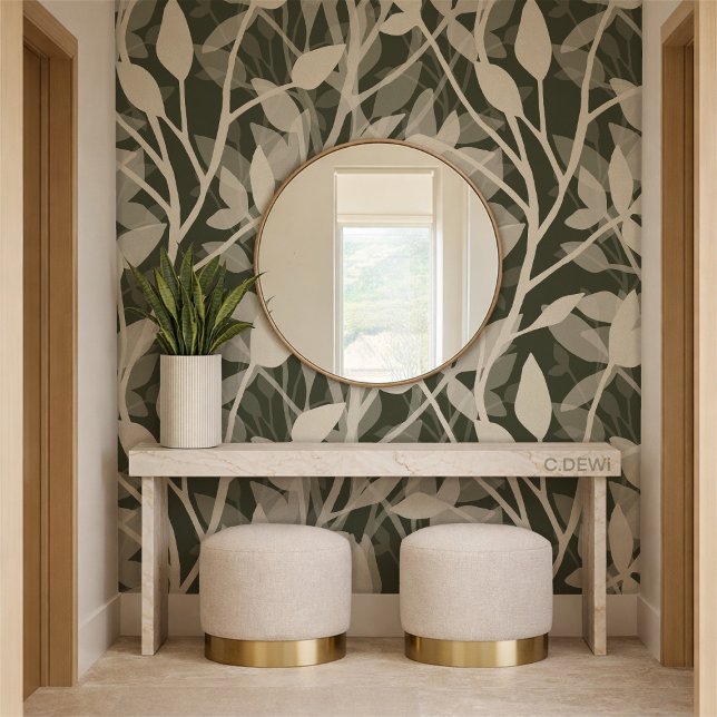 Wild Garden Mist Botanical Deep Foliage Layers Behang (Creator heeft geüpload)