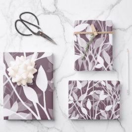 Wild Garden Mist white botanical foliage plum Inpakpapier Vel