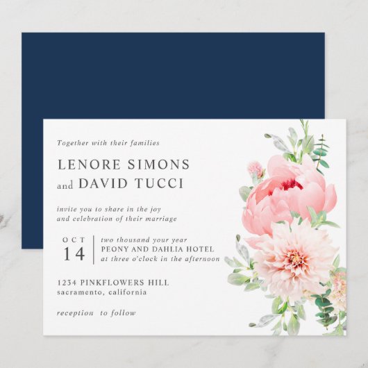 Wild Garden | waterverf met roze botanische bruilo Kaart (Voorkant / Achterkant)