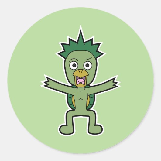 Wild Gawappa- Japans Kappa Yokai Monster Ronde Sticker (Voorkant)