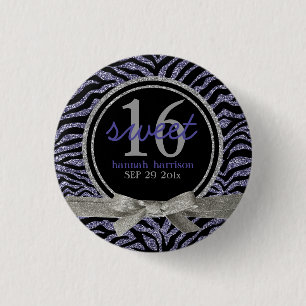 Wild Glitter Kijk Zebra Sweet 16 Ronde Button 3,2 Cm
